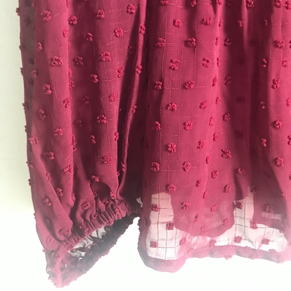 SAVANNA JANE Burgundy Embroidered Swiss Dot Top - Picture 10 of 13